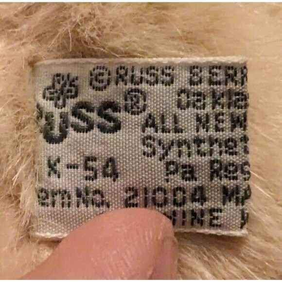 Vintage Russ Get Well Bear Plush Stuffed Toy w Pink Hat Sad Eyes Sitting EUC - Picture 10 of 11